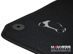 smart fortwo Custom Floor Mats - 453 model - LUXUS - Black Binding w/ smart silhouette